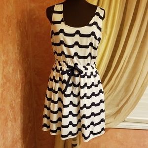 Maison Jules White Navy Stripe Sailor Dress Size L